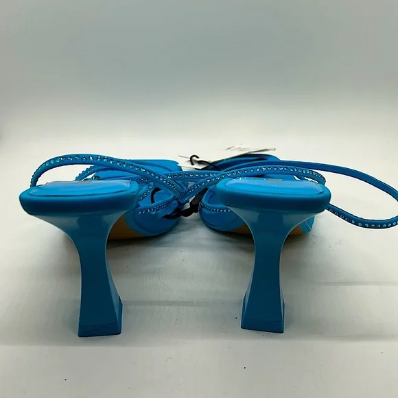 Zara NWT Brilliant Blue Jeweled Strappy High Heel Shoes **Size 36/US Size 6** - Picture 5 of 7